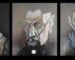 THE ZMOLEK CURSE: The Five
Acrylic, Latex & Coffee Stain 
Five 9" x 12" Canvas Boards
Group Frame: 14” x 48”
15 March 2014
